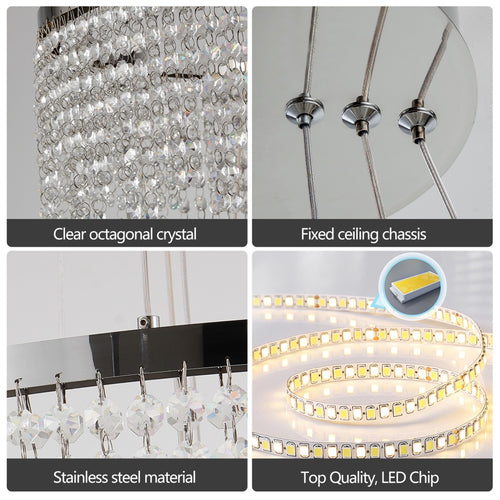 Round 24-inch crystal LED ceiling chandelier, view 2