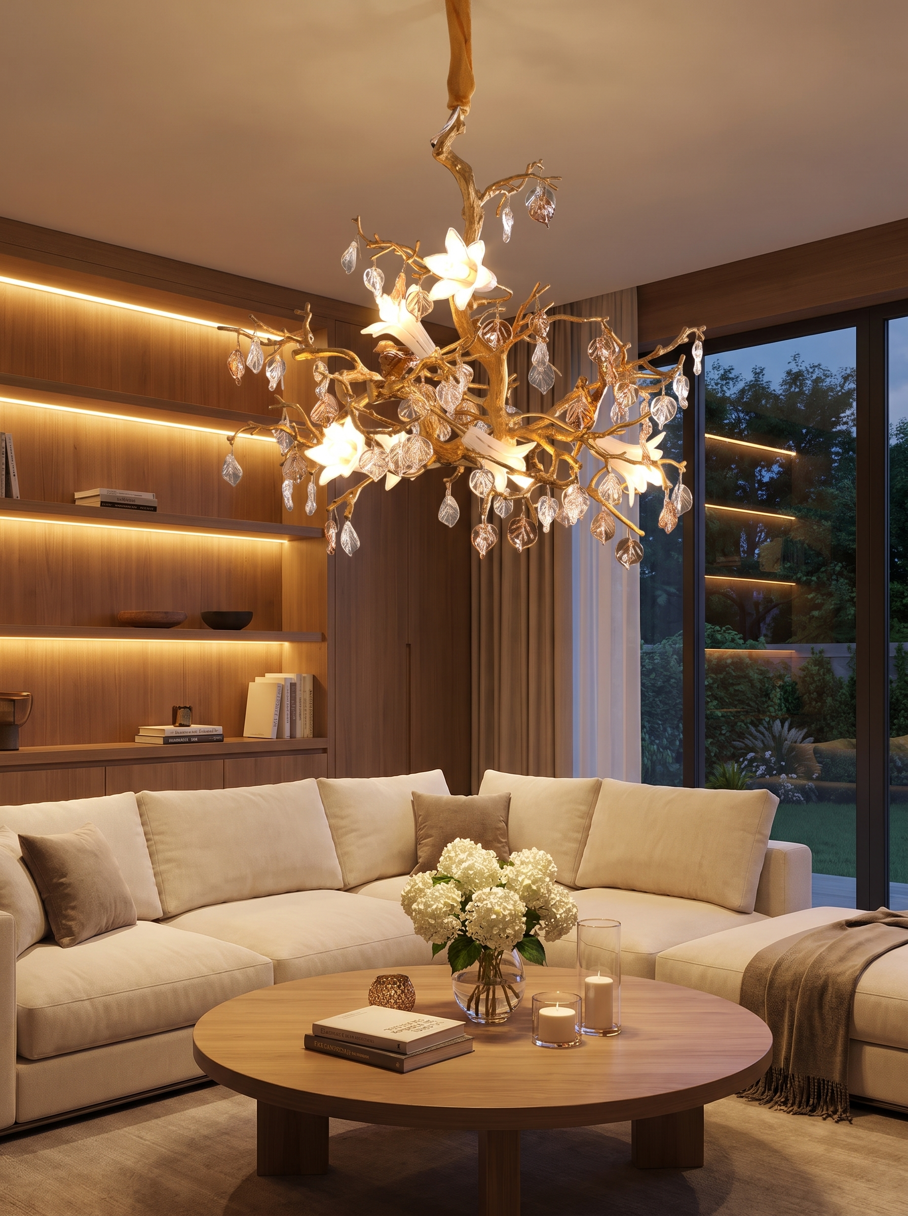 Copper Branch Crystal Chandelier lifestyle 1