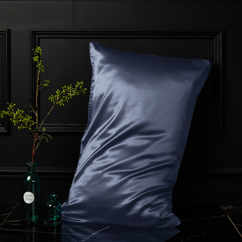 Imperial blue mulberry silk envelope pillowcase with a cool satin sheen