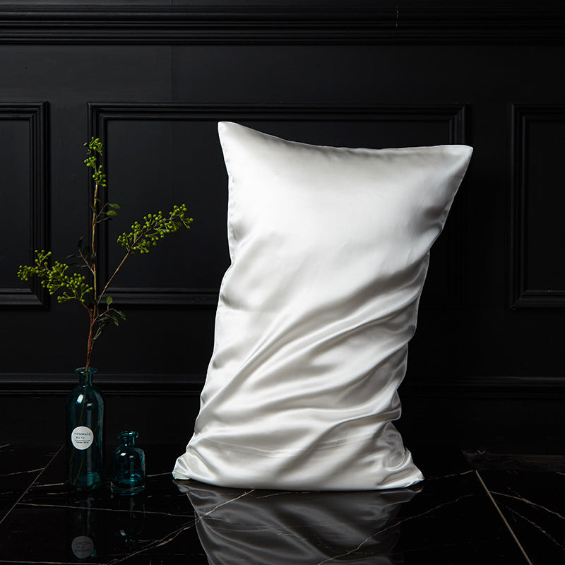 Magnolia white mulberry silk envelope pillowcase with a clean bright silk sheen